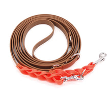 Laden Sie das Bild in den Galerie-Viewer, Robustes Halsband in Flecht Optik - Neon Orange / Cognac